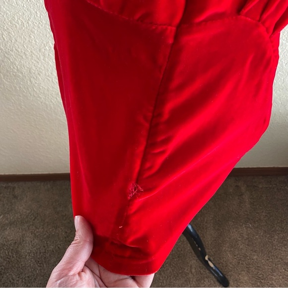 Eva Franco Silk Daphne Top Blouse One Shoulder Velvet Red Ruched: 10 - Picture 7 of 14